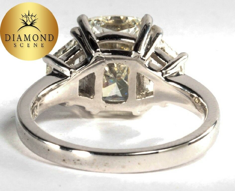 GIA Certified 4.01 Carat Cushion Cut Diamond Engagement Ring set in Platinum