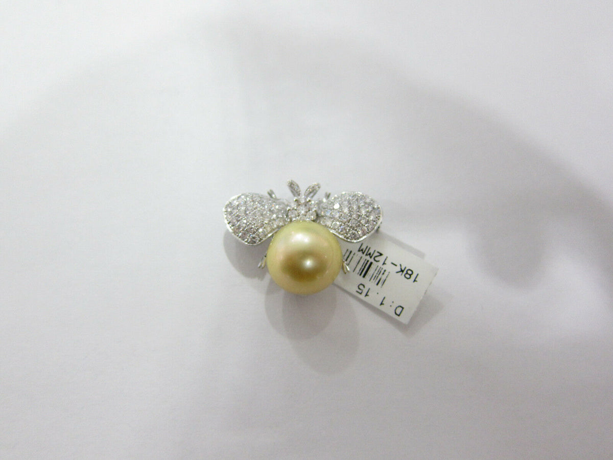champagne south sea pearl set diamond pin