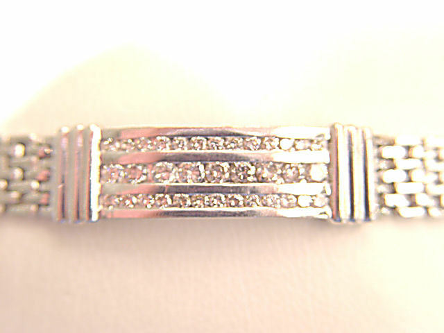 MENS ROUND BRILLIANT DIAMOND 3 ROW I.D. BRACELET DIAMOND MEN BRACELET