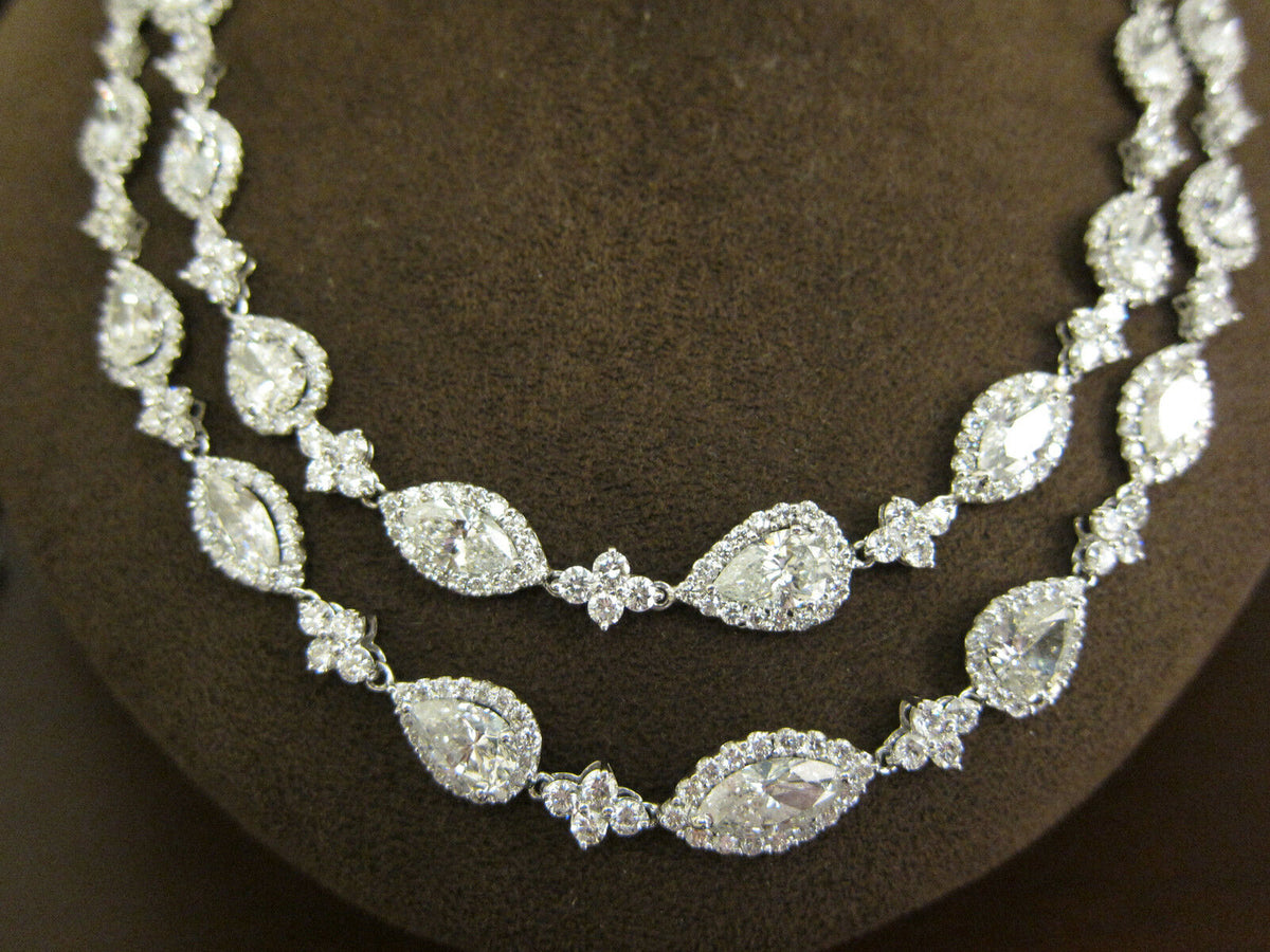 Diamond necklace emerald trillion pear marquise 31 pieces one carat each diamond