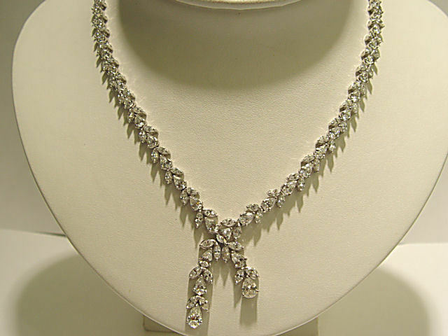 DIAMOND NECKLACE PEAR MARQUISE ROUND DIAMOND LARIETTE DIAMOND PEAR NECKLACE
