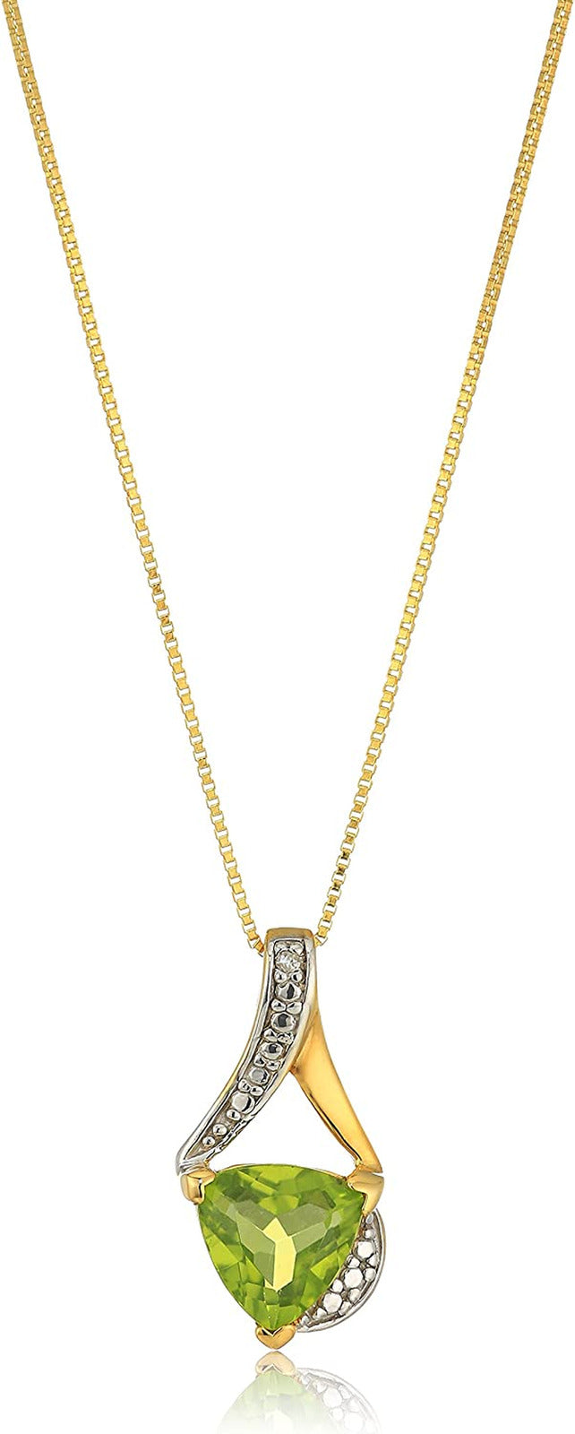 925 Sterling Silver Trillion Cut Gemstone and Accent Diamond Pendent Necklace fo