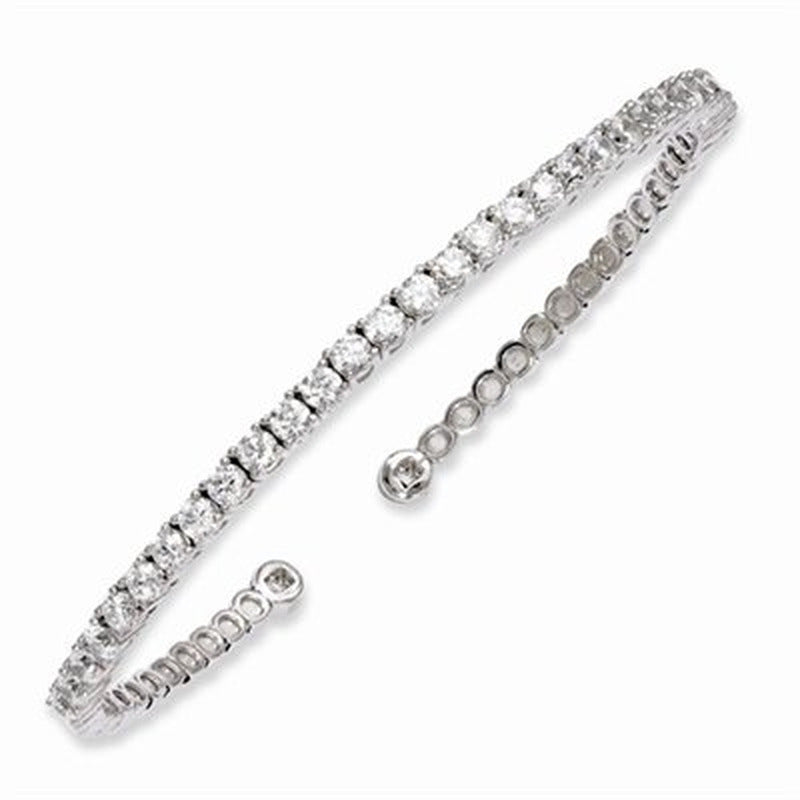 Prong Set Cuff Bracelet with Artificial round Brilliant Diamonds by Set in Ster