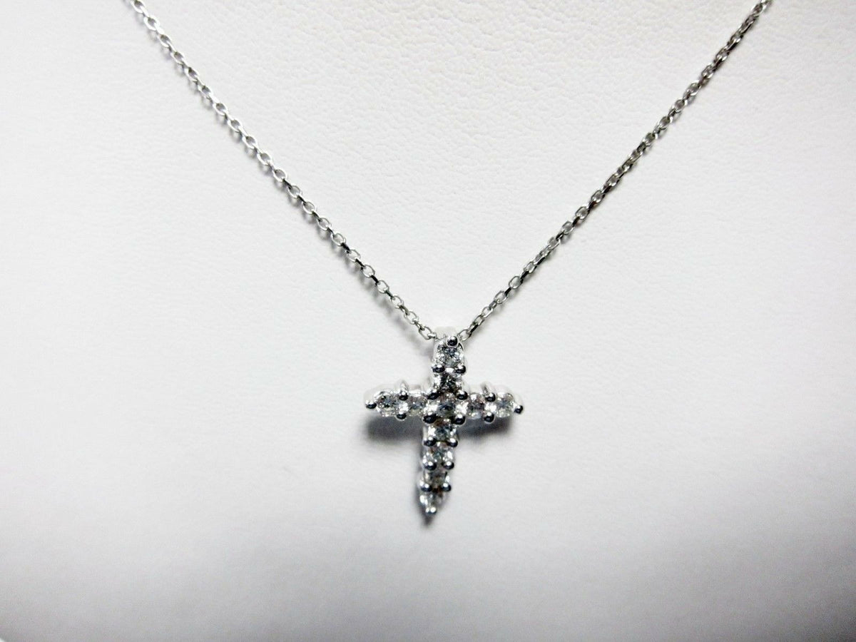 DIAMOND CROSS PENDANT CROSS SET PRONGS ROUND BRILLIANT