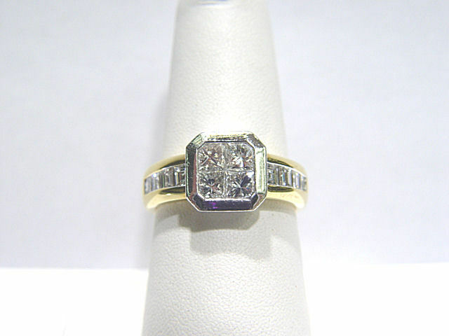 DIAMOND 4 TAPERED PRINCESS SHAPE CENTER SET 8 BAGUETTE