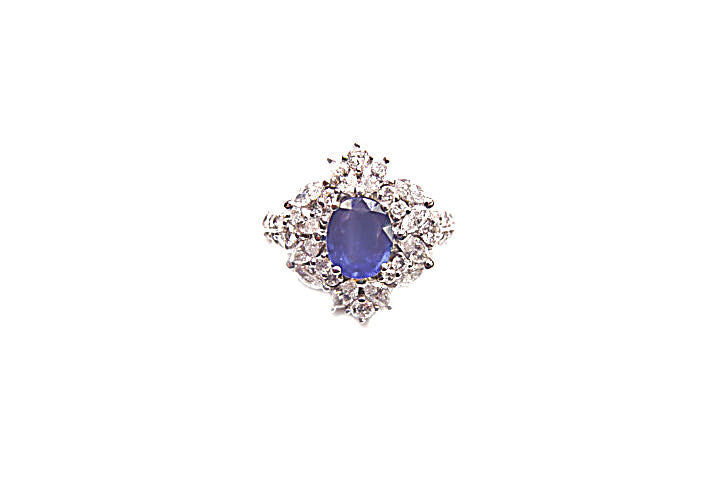 1.79 CT OVAL SAPPHIRE 1.72 CT ROUND AND MARQUISE CUT DIAMOND SAPPHIRE DIAMOND