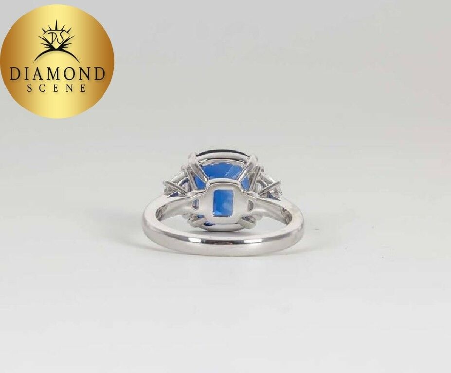 5 carat Vivid Blue Sapphire Diamond Platinum Ring