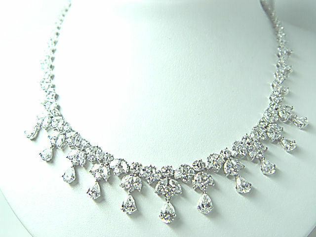 DIAMOND ROUND BRILLIANT PEAR MARQUISE SHAPE ALL AROUND SET DIAMOND NECKLACE