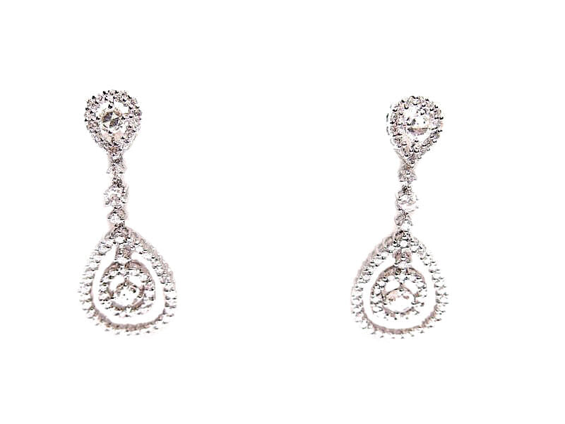 2.36 CT DIAMOND 6 ROSE CUT AND ROUND BRILLIANT CUT EARRING 18 K WHITE GOLD