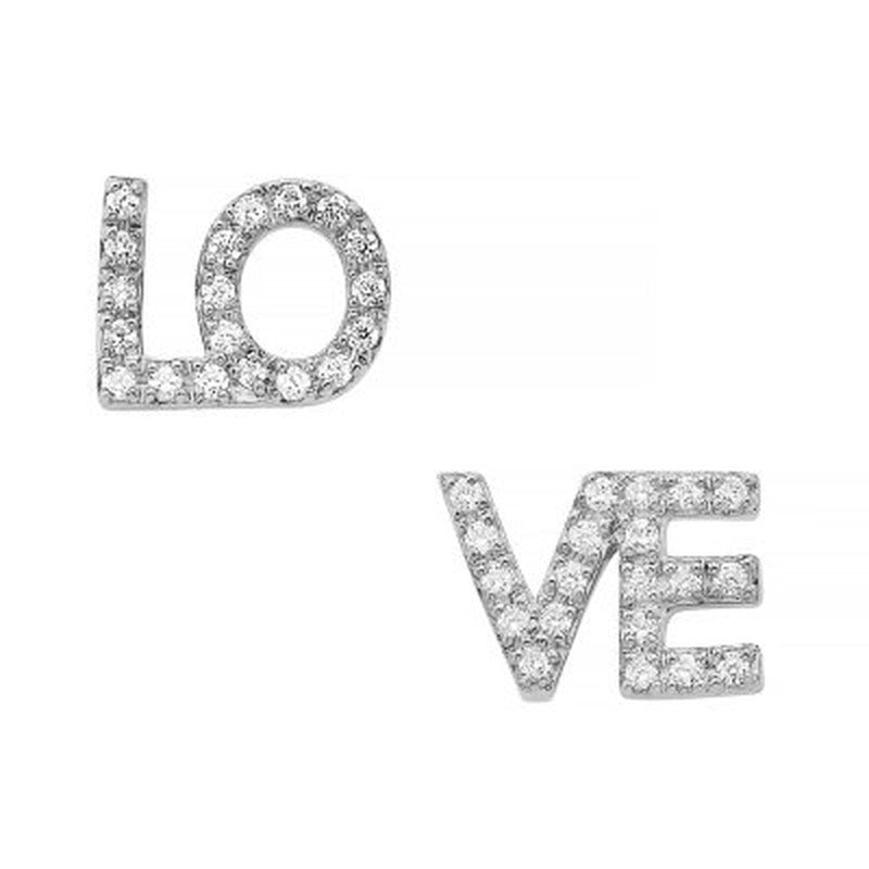 Love Earrings and 0.11 CT. T.W. Diamonds in Sterling Silver