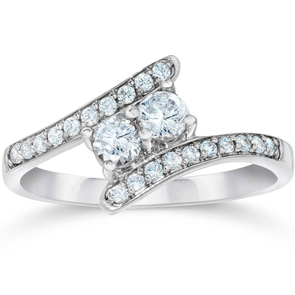 1/2CT Forever Us Diamond Two Stone Ring 10K White Gold