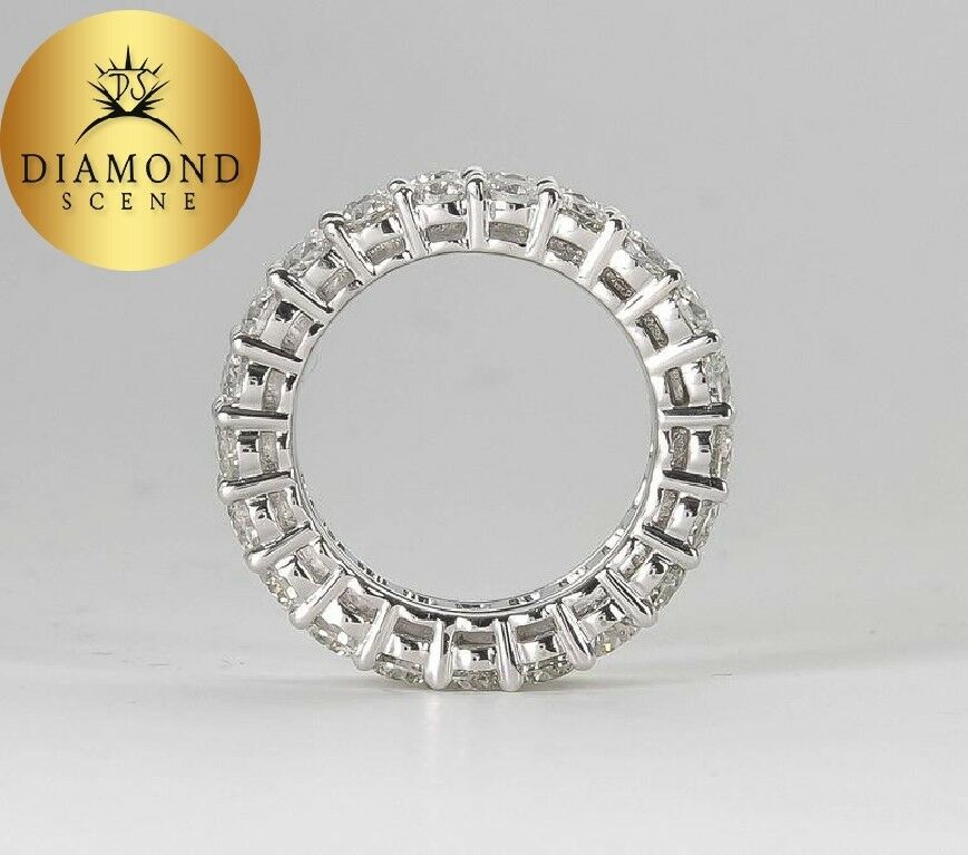 Wide 8 Carats Baguette and Round Diamonds Gold Eternity Band Ring