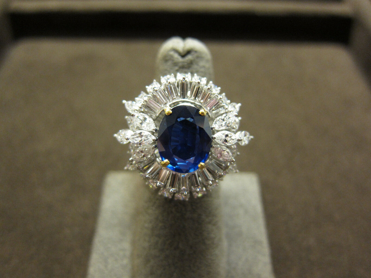 OVAL SAPPHIRE BAGUETTE ROUND MARQUISE DIAMOND RING