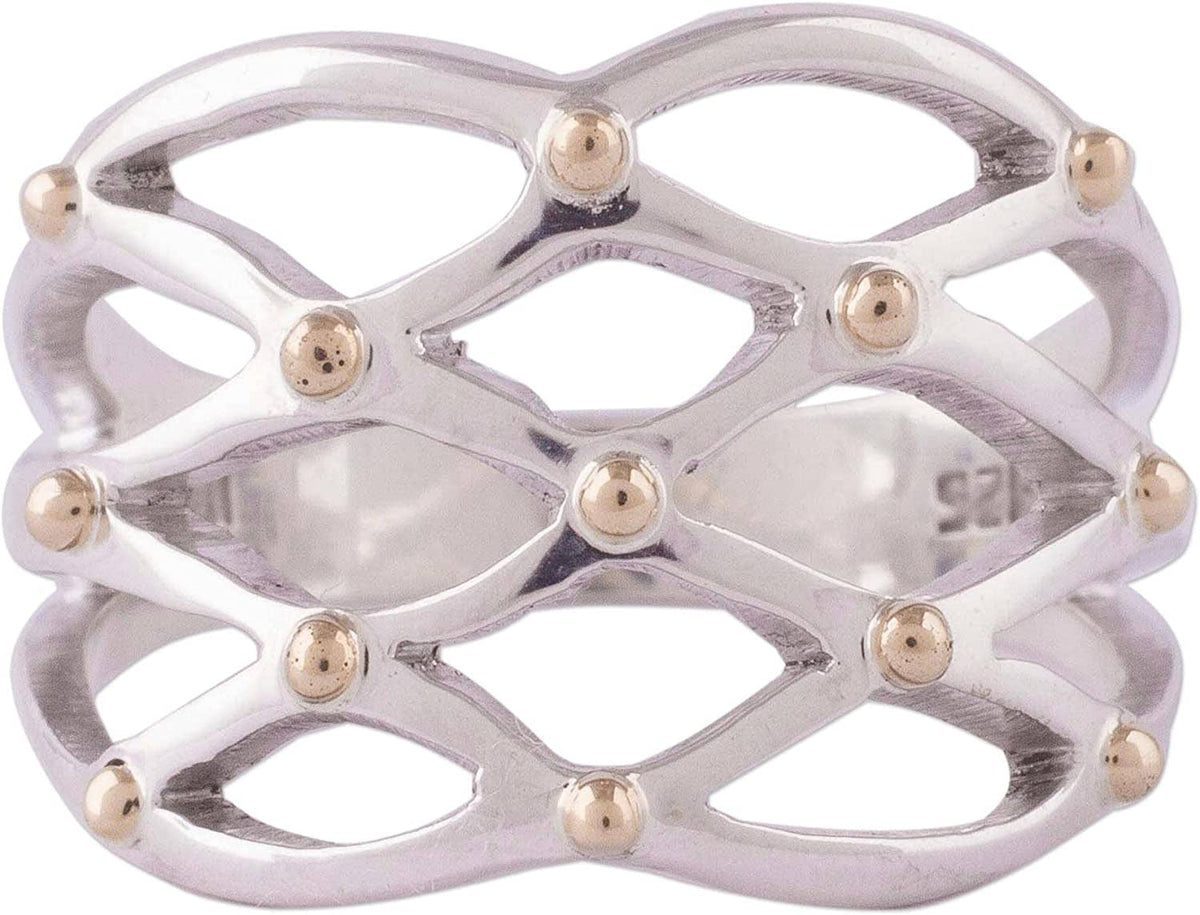 18K Gold Plated .925 Sterling Silver Cocktail Ring, Webbed Love'