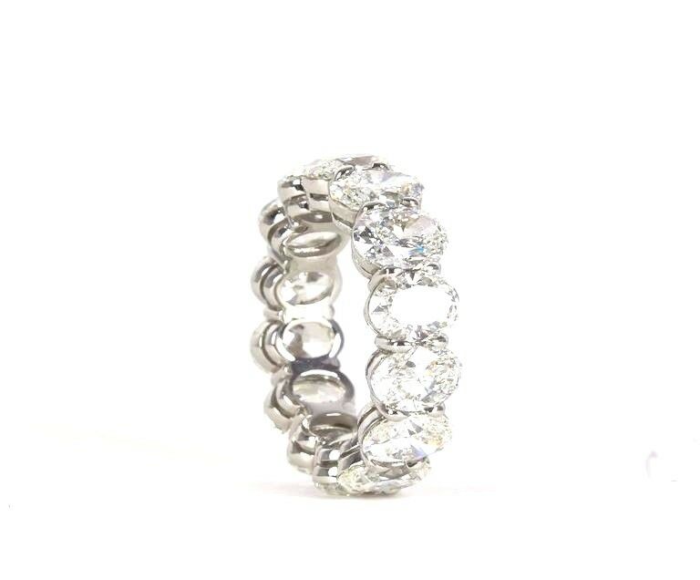 11.24 Carat Oval Shape Diamond Platinum Eternity Band Ring Anniversary Band