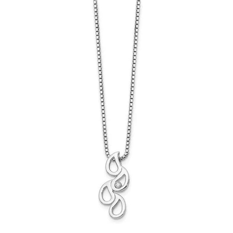 White Ice QW393-18 18 In. Sterling Silver Diamond Post Slide Pendant - Polished
