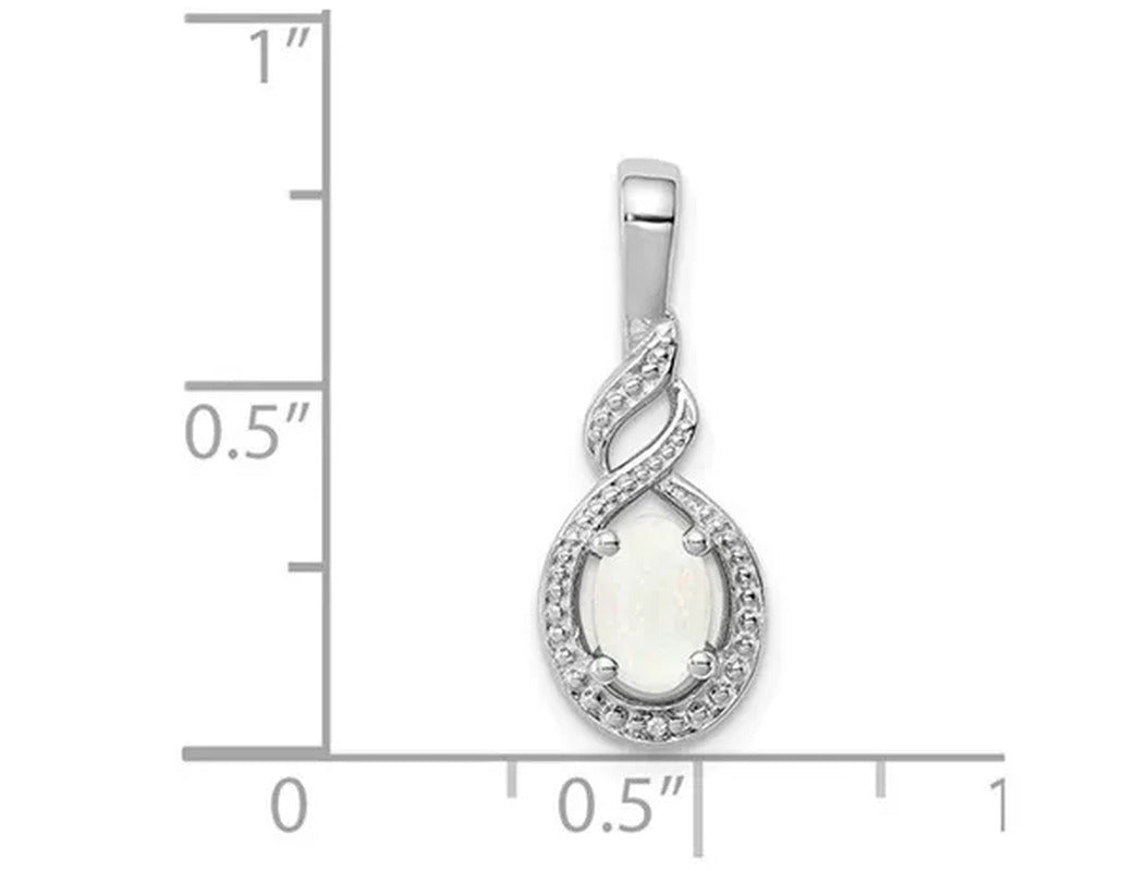 1/3 Carat (Ctw) Lab-Created Opal Pendant Necklace in Sterling Silver with Chain