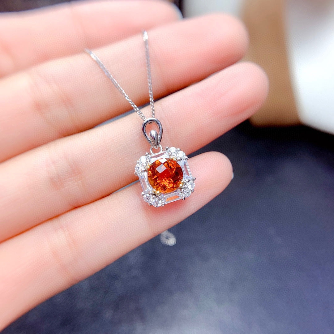 Natural Fanta Color Citrine Set Ring Pendant Earrings Crystal Clean