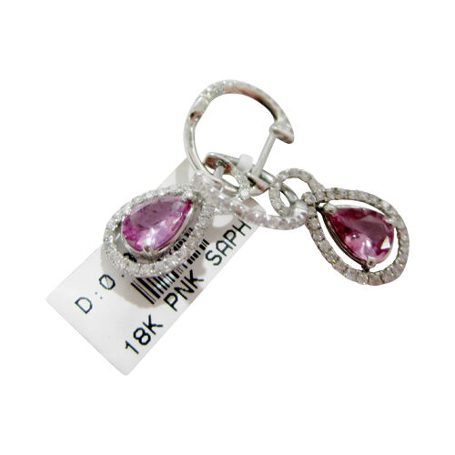 pink sapphire diamond earring dangle style with hoop top earring dangle sapphire