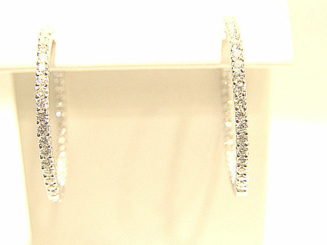 DIAMOND ROUND BRILLIANT SHAPE HOOP EARRING INSIDE OUTSIDE SET DIAMOND