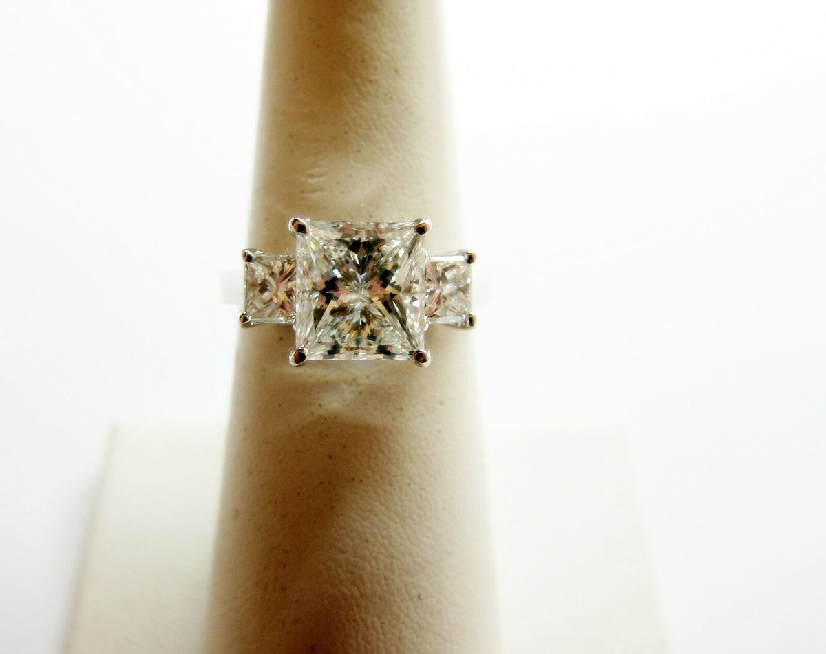 GIA H SI2 PRINCESS THREE STONE RING ENGAGEMENT RING