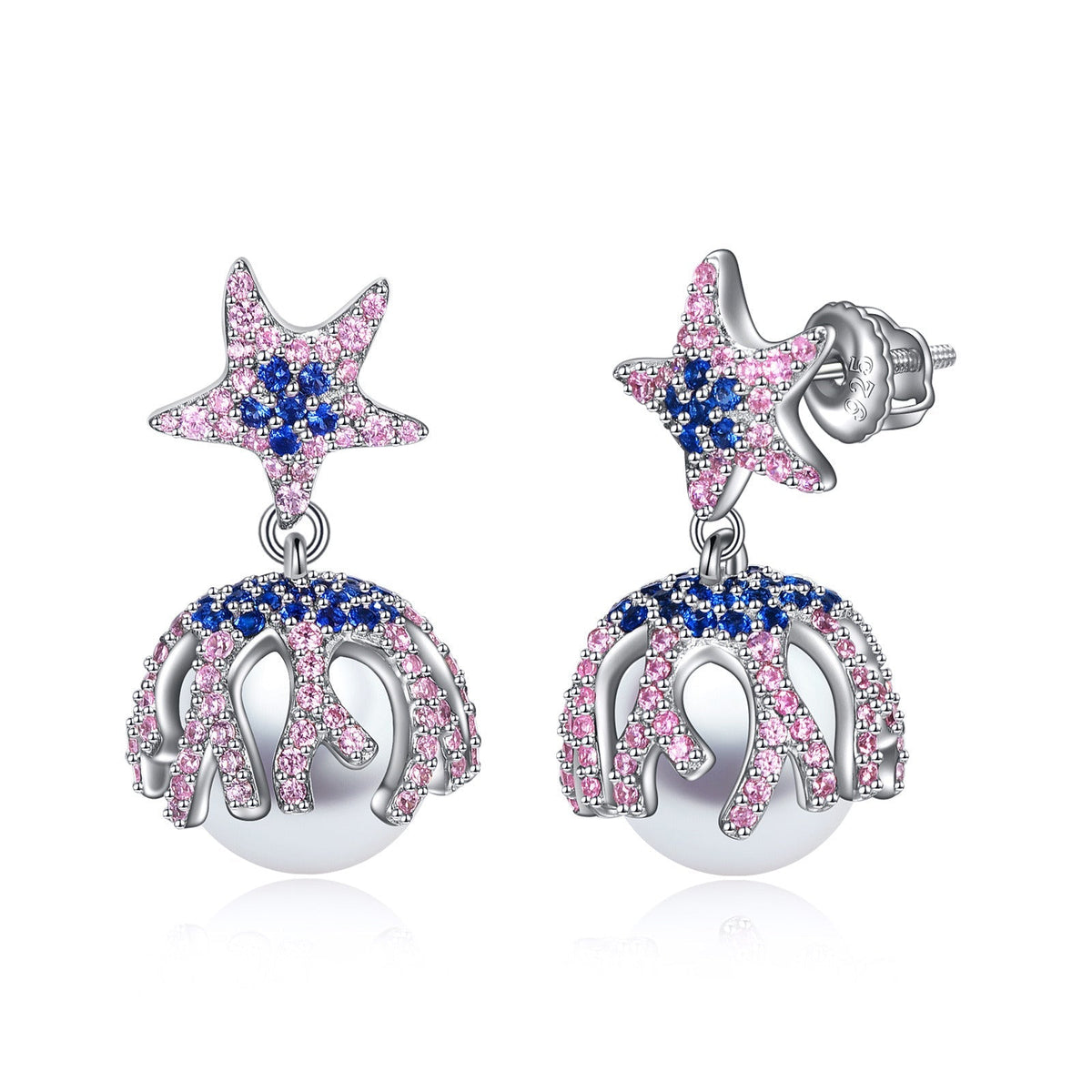 Starfish Earrings Pearl Stud Earrings Sterling Silver Jewelry for Women