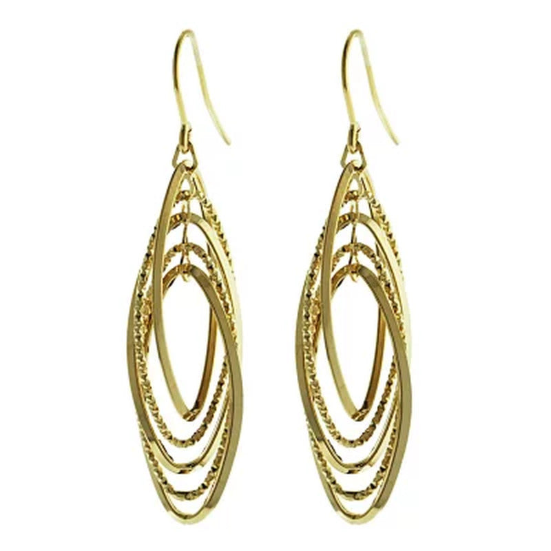14K Italian Gold Multi Oval French Wire Earrings