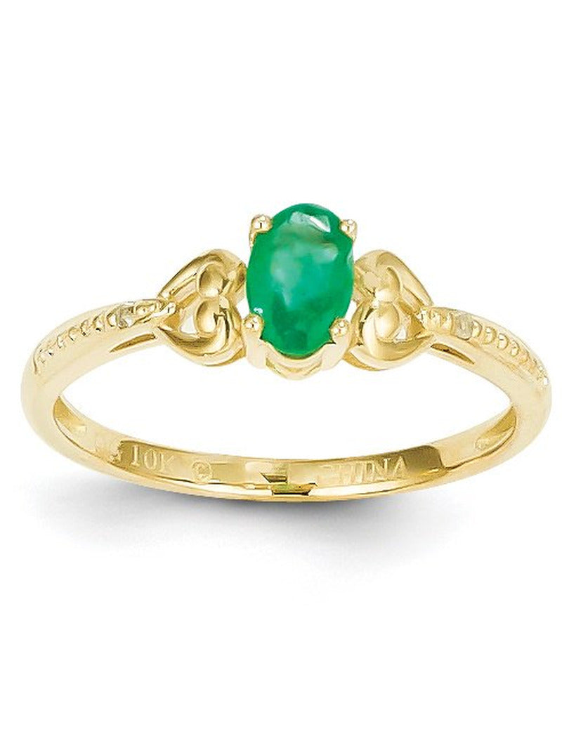 10K Emerald Diamond Ring