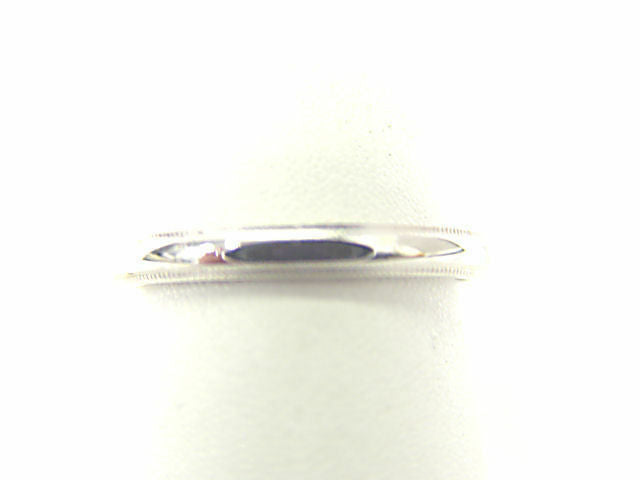 14 K WHITE GOLD POLISHED BEADED WEDDING BAND