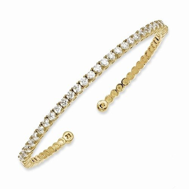 Prong Set Cuff Bracelet with Artificial round Brilliant Diamonds by Set in Verm