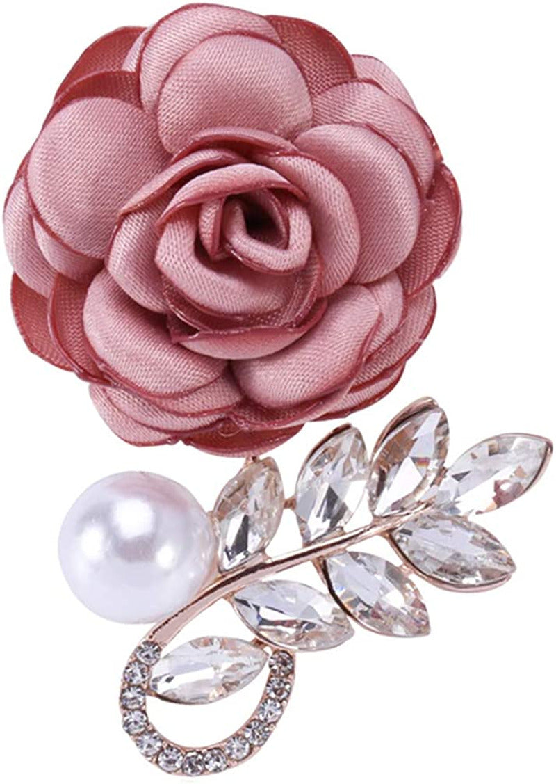 Women'S Flower Bouquet Elegant Rhinestone Brooch Pin Gold Tone