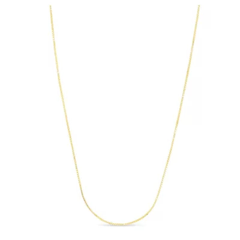 Adjustable Box Link Chain Necklace, 1.1Mm in 14K Gold