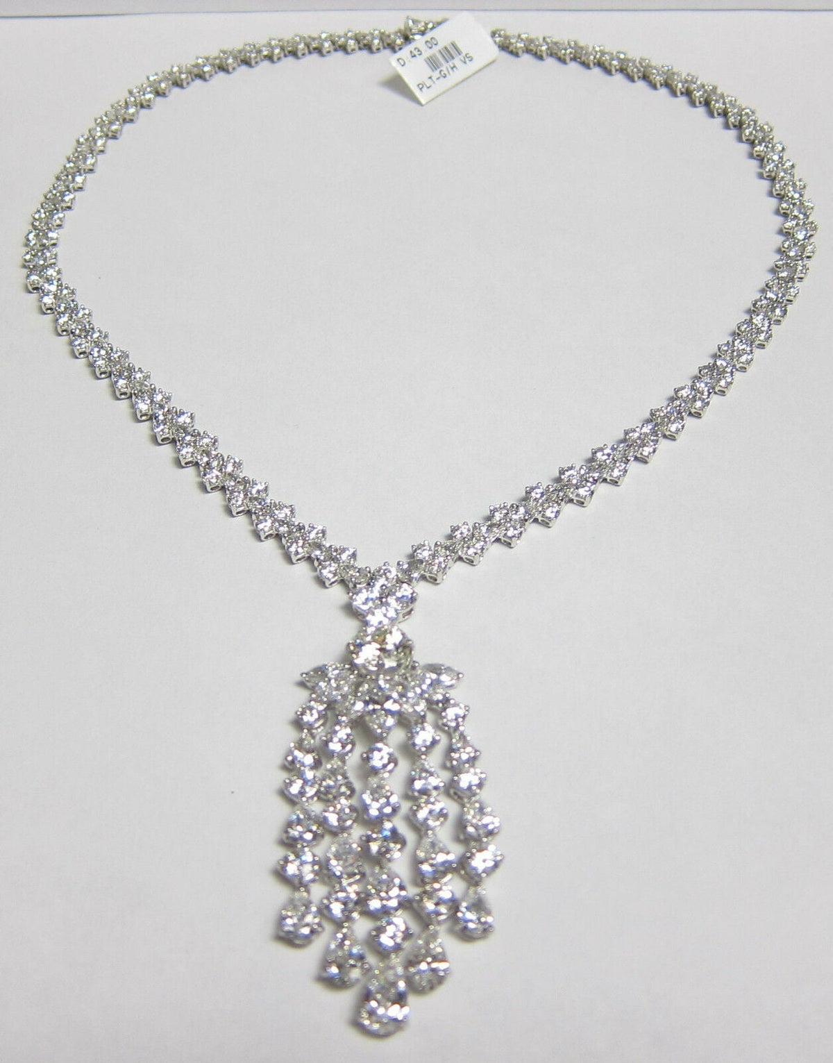 DIAMOND NECKLACE PRETTY MULTI-SHAPE DIAMOND DANGLE STYLE DIAMOND SET NECKLACE