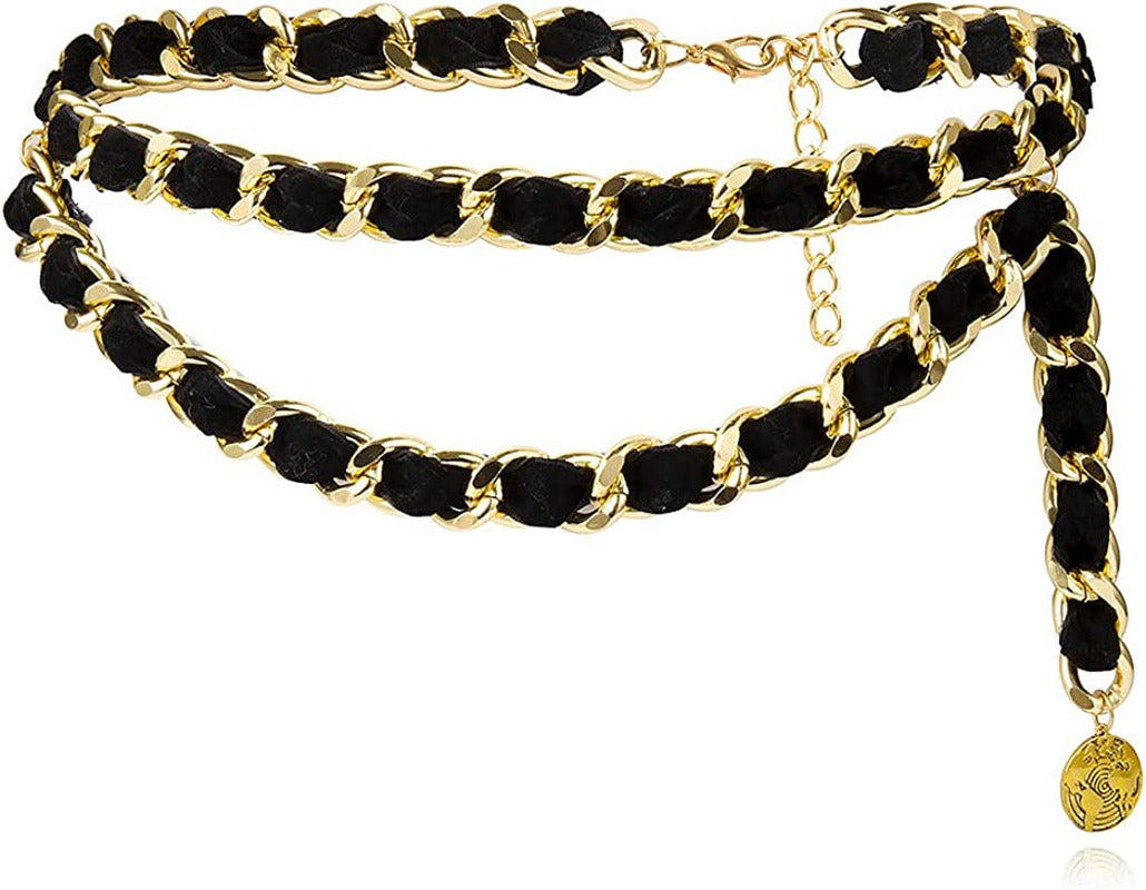 Alloy Waist Chain Body Chain Weave Rope Winding Twist Chain for Women Waist Belt