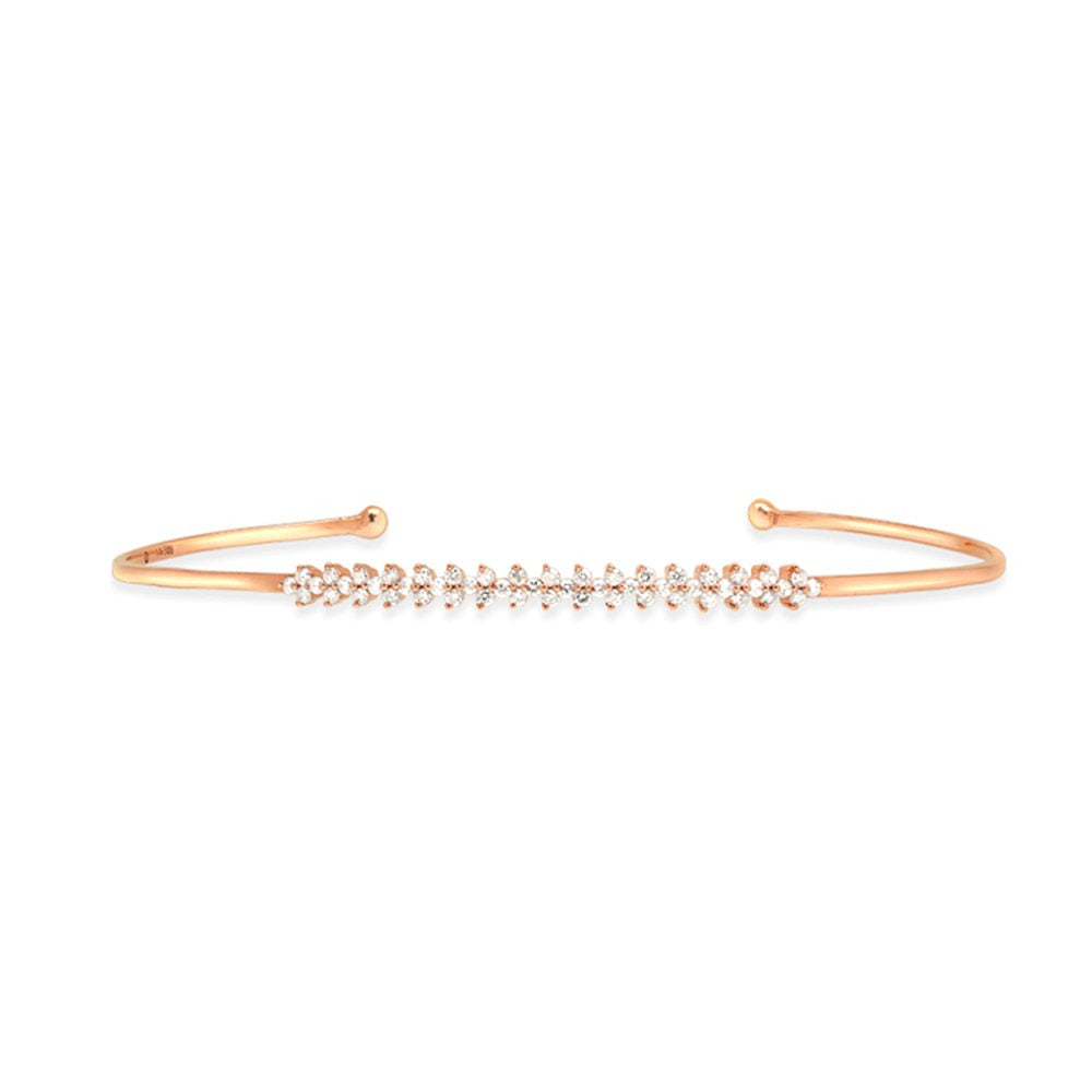 0.41 Carat T.W. round Natural Diamond Bangle Cuff Bracelet in 14K Solid Rose Gol