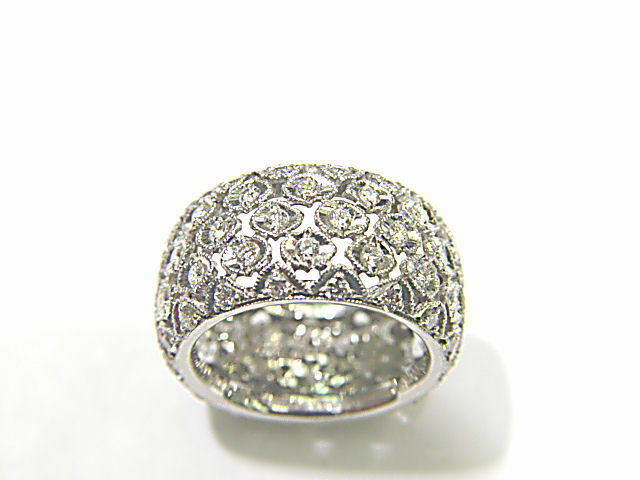 1.60 CT ROUND BRILLIANT DIAMOND ETERNITY BAND 18 K WHITE GOLD WIDE DIAMOND BAND