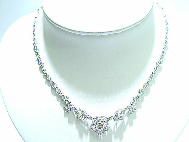 ROUND BRILLIANT DIAMOND NECKLACE ANTIQUE REPRODUCTION