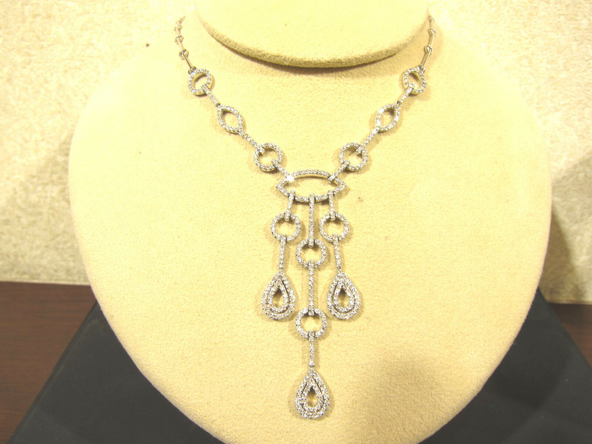 2.99 CT ROUND BRILLIANT DIAMOND FRONT SET ROUND NECKLACE 18 KARAT WHITE GOLD