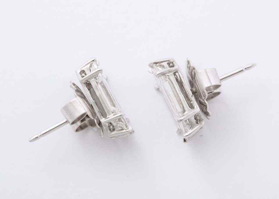 Emerald Cut Diamond Studs Illusion Set