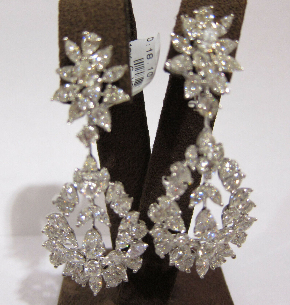 DIAMOND PEAR ROUND BRILLIANT MARQUISE SHAPE DIAMOND DANGLE DIAMOND SET EARRING