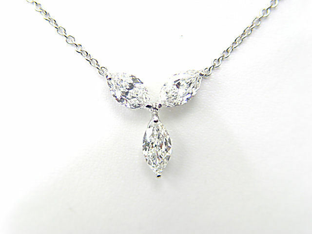 DIAMOND 3 MARQUISE SHAPE DIAMOND PENDANT INCLUDED 14 INCH CHAIN