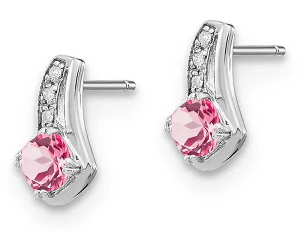 4/5 Carat (Ctw) Lab Created Pink Sapphire Earrings in Sterling Silver