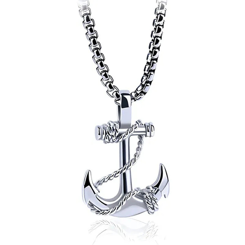 Tone Anchor Pendant Necklace Silver Plated Infinity Jewelry Anchor Men Fashion D