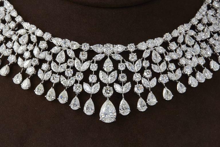 GIA CERTIFIED DIAMOND PEAR MARQUISE ROUND BRILLIANT SHAPE CHOKER NECKLACE