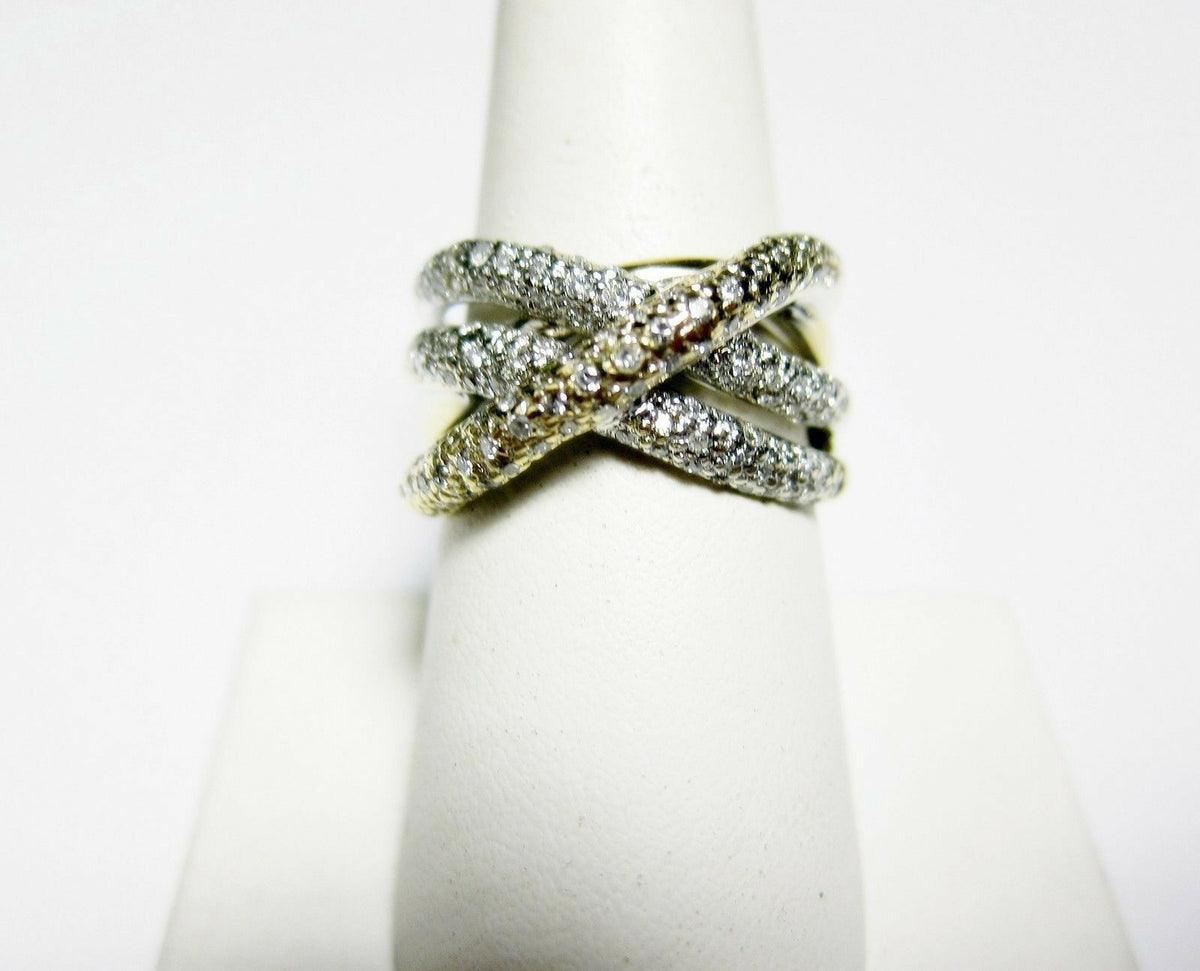 DIAMOND ROUND BRILLIANT CRISS CROSS BAND PAVE SET DIAMOND