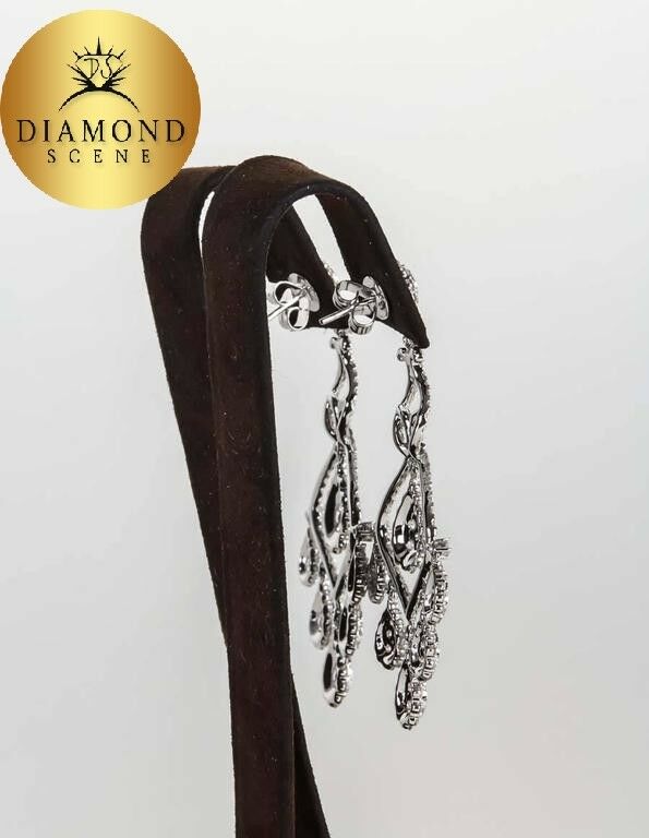 Diamond Gold Chandelier Earrings 7.01 ct 18k white gold