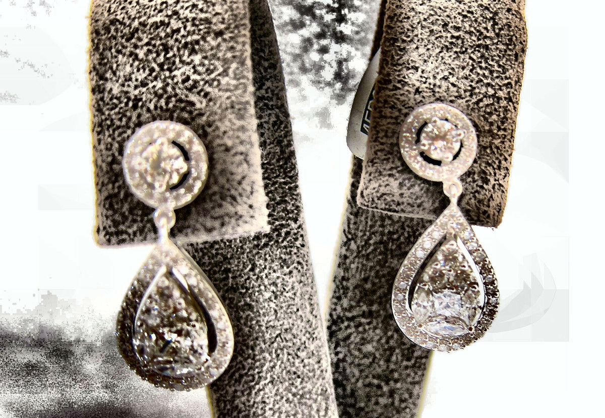 DIAMOND EARRING MARQUISE PRINCESS ROUND BRILLIANT SET CLUSTER EARRING