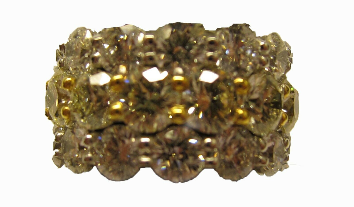 FANCY YELLOW DIAMOND 14 STONE WHITE DIAMOND 28 STONE ALL AROUND ETERNITY BAND