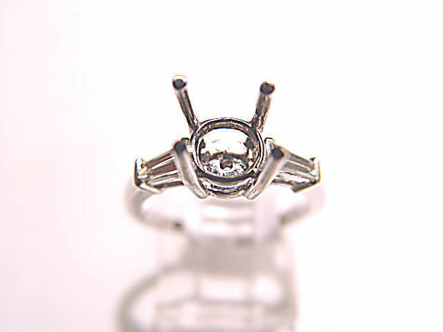 DIAMOND 2 TAPERED BAGUETTE SHAPE SETTING 4 PRONG DIAMOND ENGAGEMENT RING SETTING