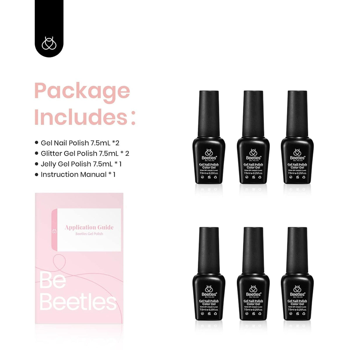Beetles Gel Nail Polish 6 Colors, Pink Champagne Glitter Gel Nail Kit Old Money Collection Nude Pink Cream Color Soak off UV LED Nail Polish Manicure Kit for Women Girls